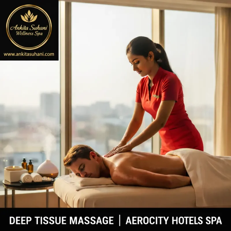 Deep tissue massage at Aerocity hotel spa by professional Indian female therapist – Nidhi Wellness Spa